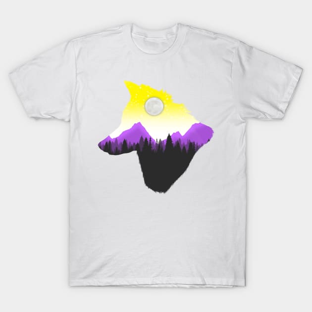 Nonbinary pride wolf T-Shirt by designedbyeliza